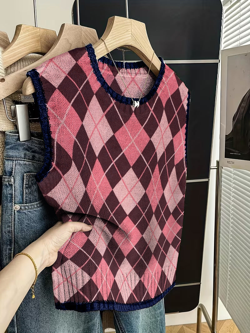 Hearth Knit Colour-Block Retro Vest