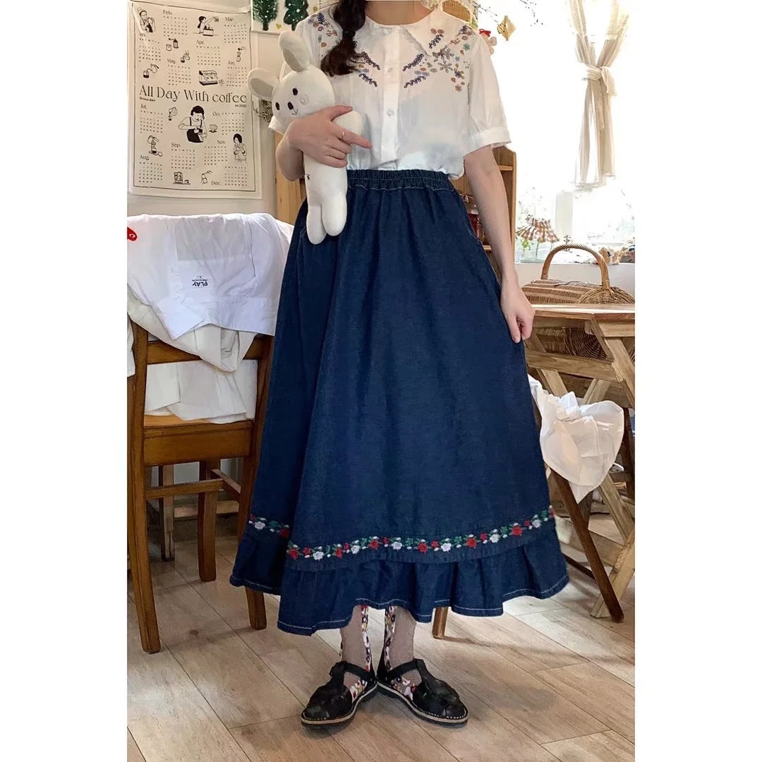 Sway Bexley Embroidered Denim Skirt