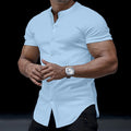 Metro Men's Stand-Collar Solid Henley Shirt