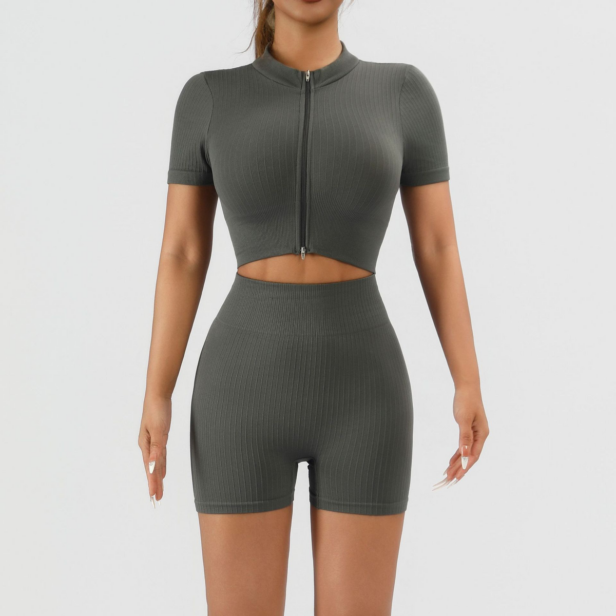 SculptForm Ribbed Seamless High-Waist Crop Top