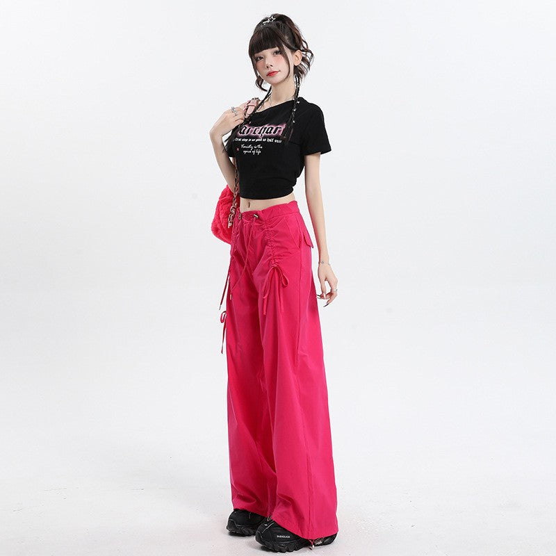 Rover Wide-Leg Straight Drawstring Cargo Pants