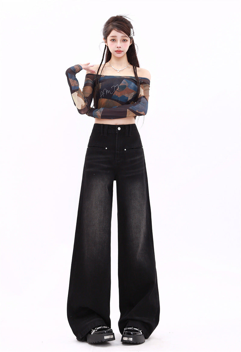 Indigo Washed Retro Straight Jeans