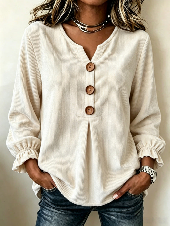 Aurelia Corduroy Long-Sleeve Blouse