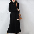 Nova Cinched-Waist Knit Midi Dress in Black