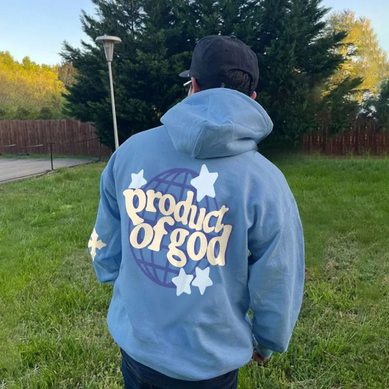 District Men's Drawstring Pocket Printed Hoodie