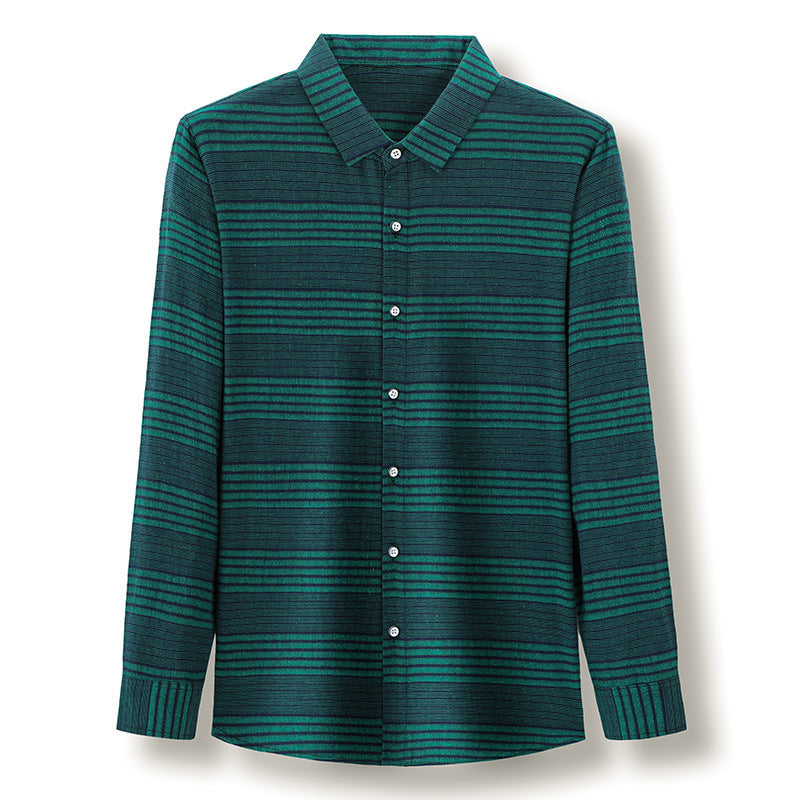 Metro Men's Linen Long-Sleeve Striped Shirt