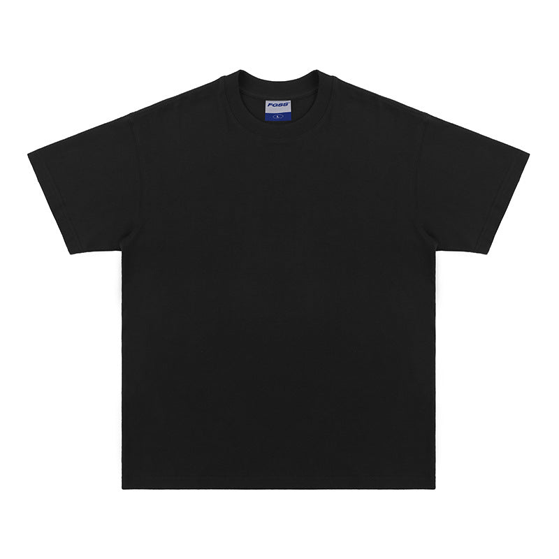 Relaxed cotton tee in black