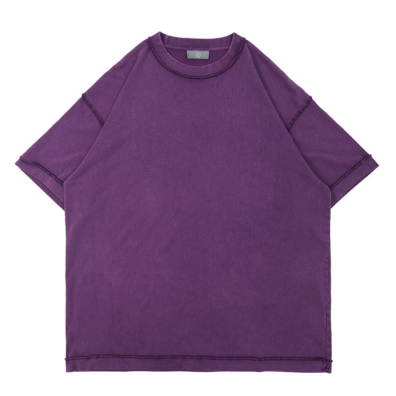 Heavyweight vintage-wash tee in purple