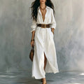Nova Long V-Neck Shirt Dress