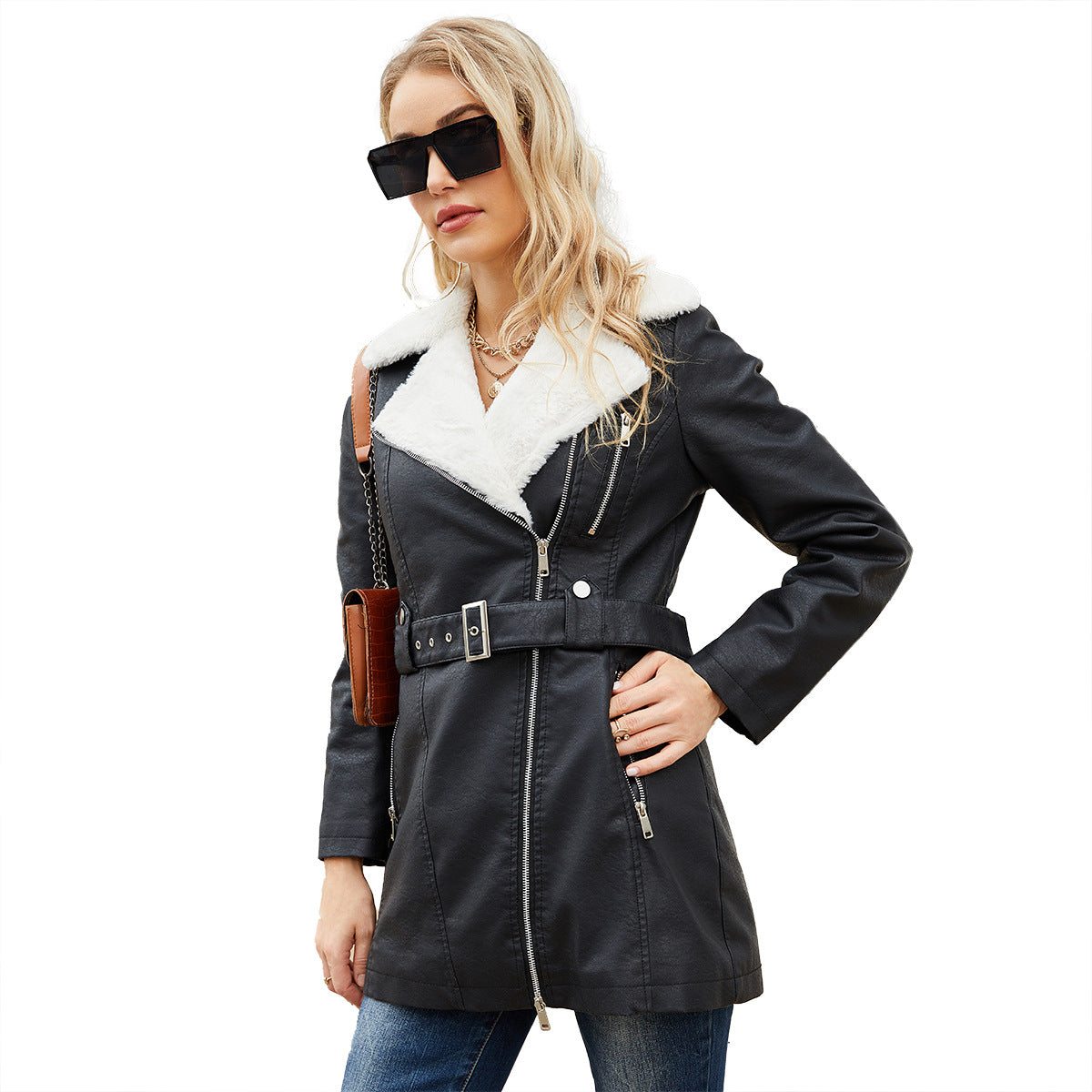 Halo Fleece-Lined Leather Jacket