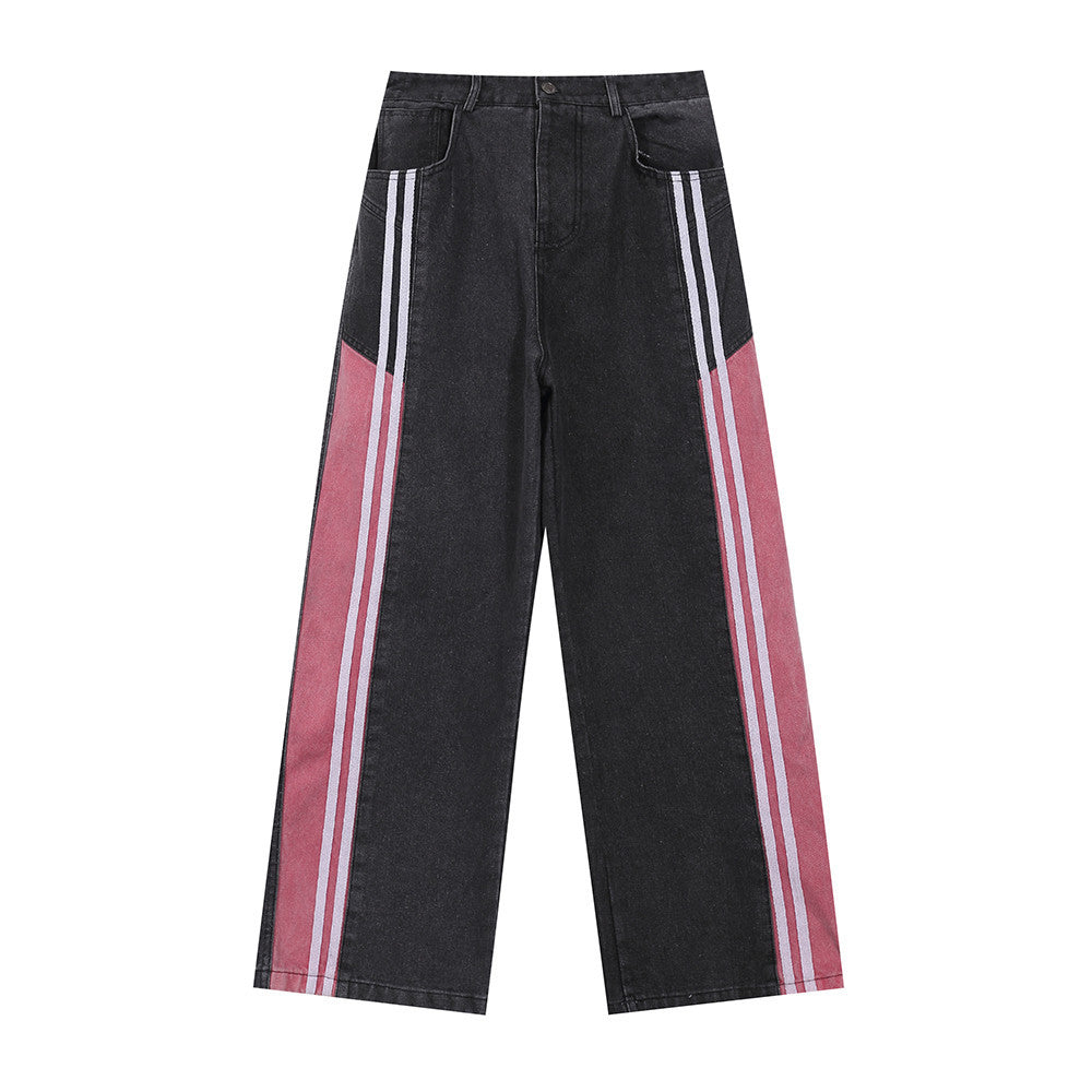 Indigo Men's Striped Straight Jeans