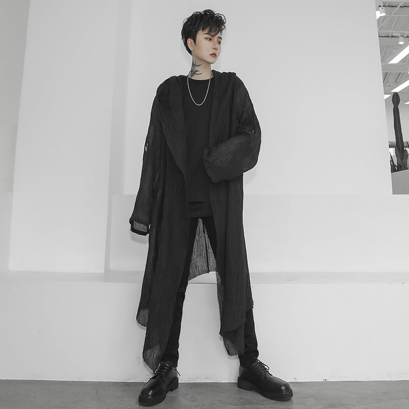 Metro Men's Long Hooded Linen Shirt