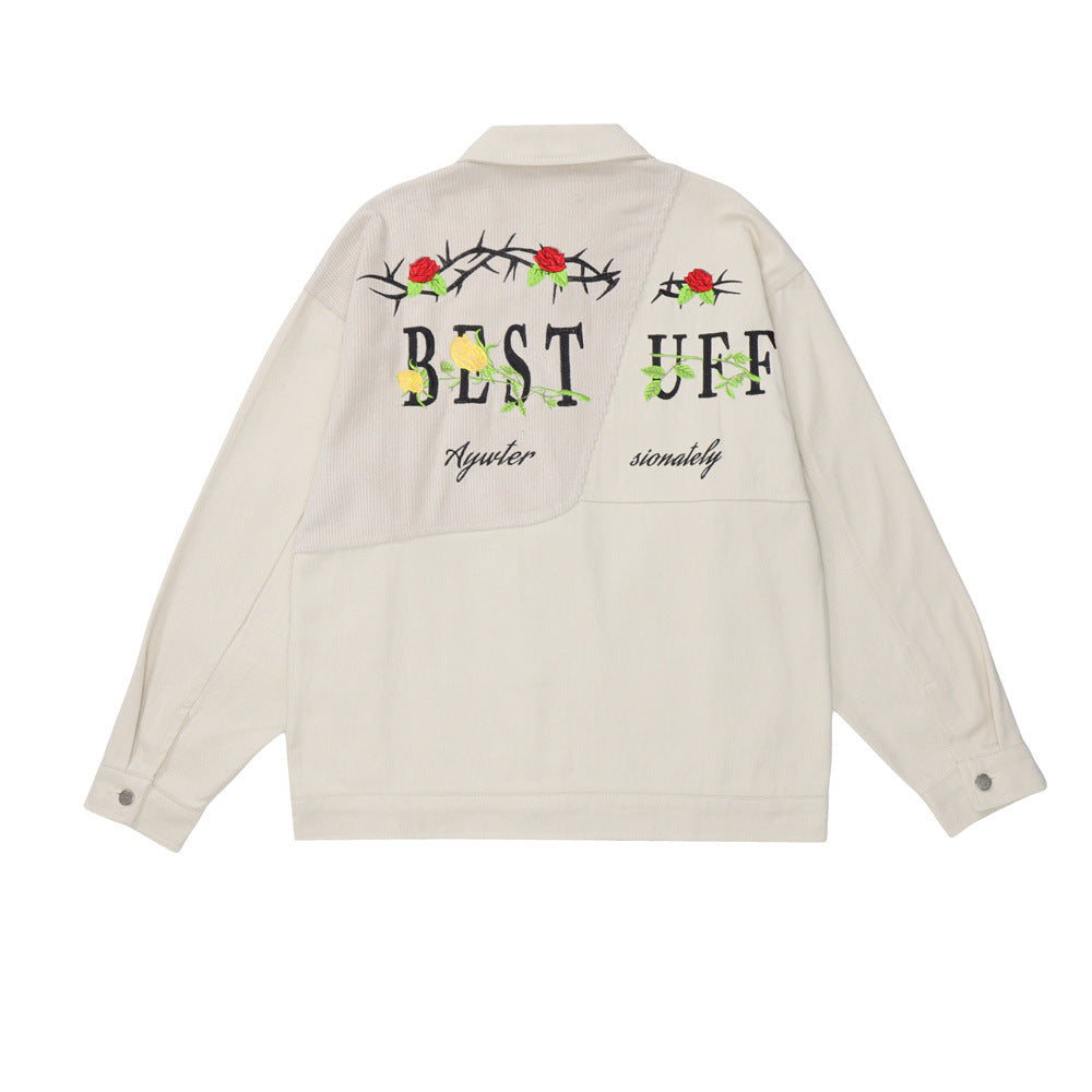 District Men's Letter-Print Embroidered Jacket