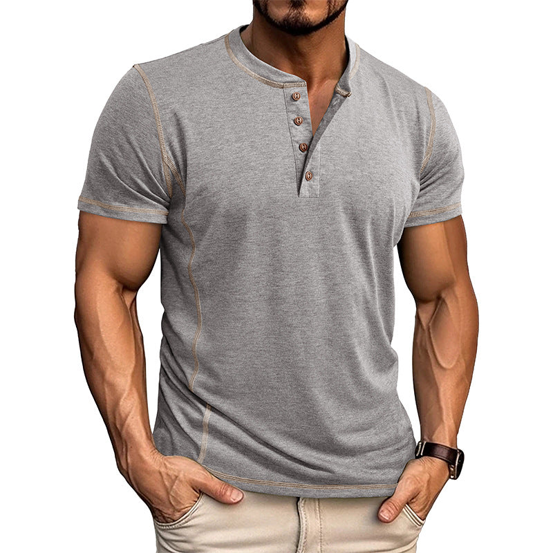 Metro Men's Short-Sleeve Round Henley Shirt