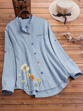 Aurelia Stand-Collar Button Printed Shirt