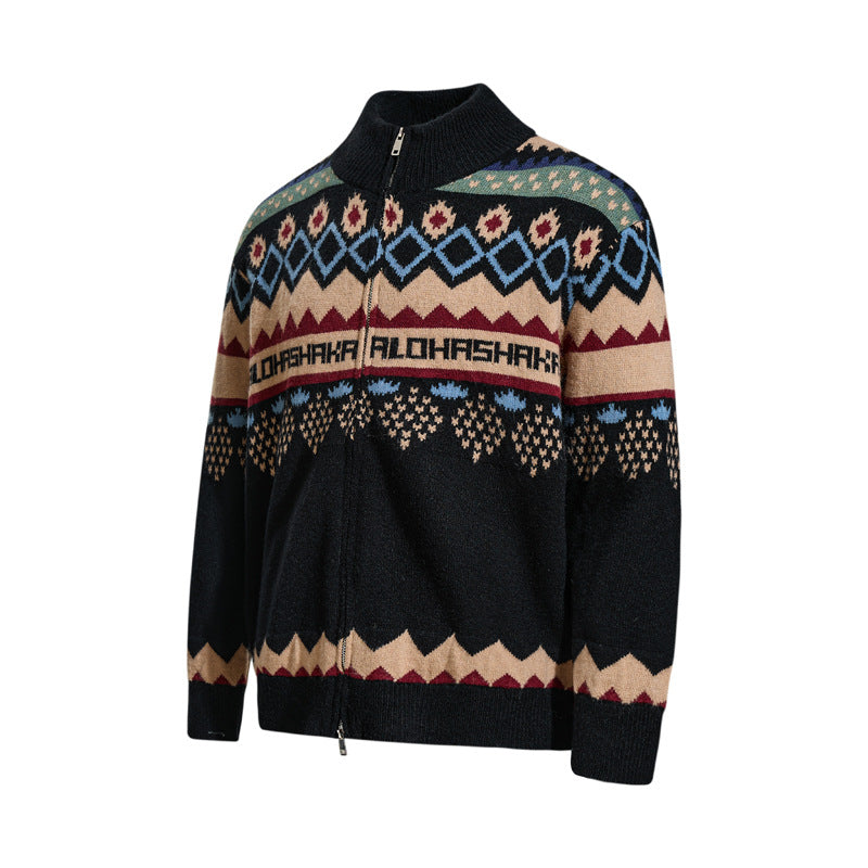 Atlas Men's Retro Jacquard Cardigan