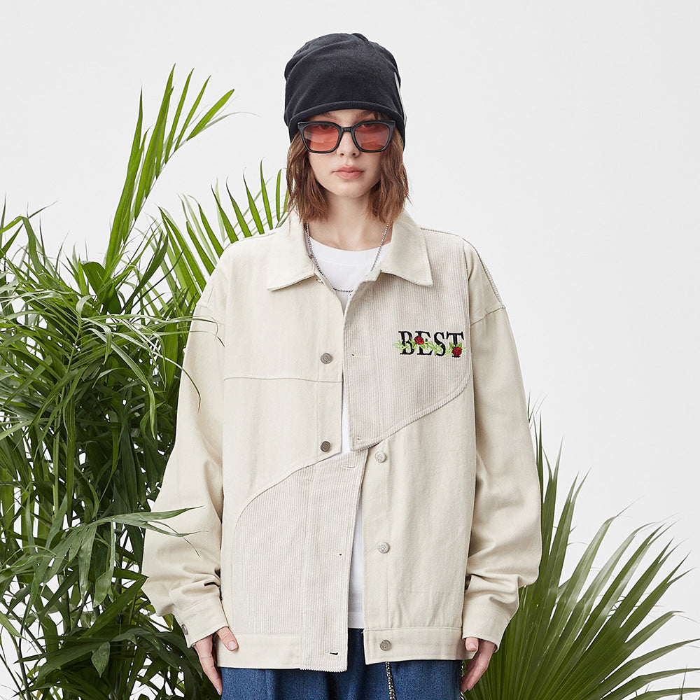 District Men's Letter-Print Embroidered Jacket