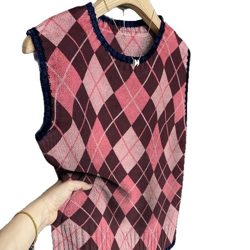 Hearth Knit Colour-Block Retro Vest