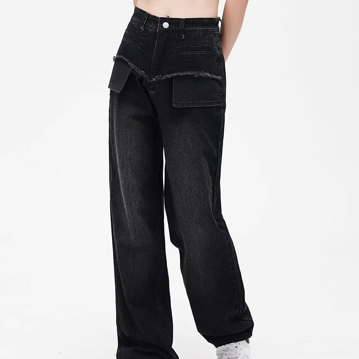 Indigo Distressed Retro Straight Jeans