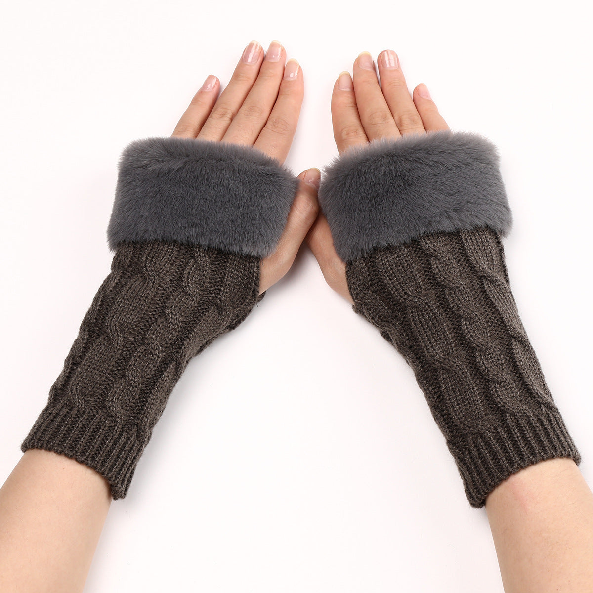 Ember Wool Cable-Knit Knit Arm Warmers