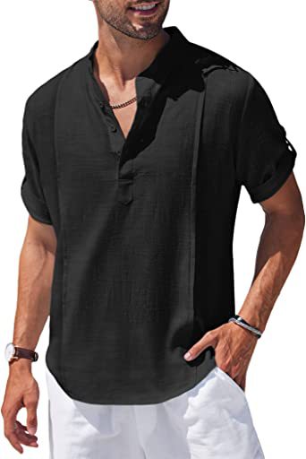 Metro Men's Linen Short-Sleeve Henley Shirt