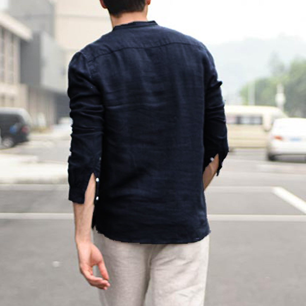 Metro Men's Linen Button Vintage Shirt