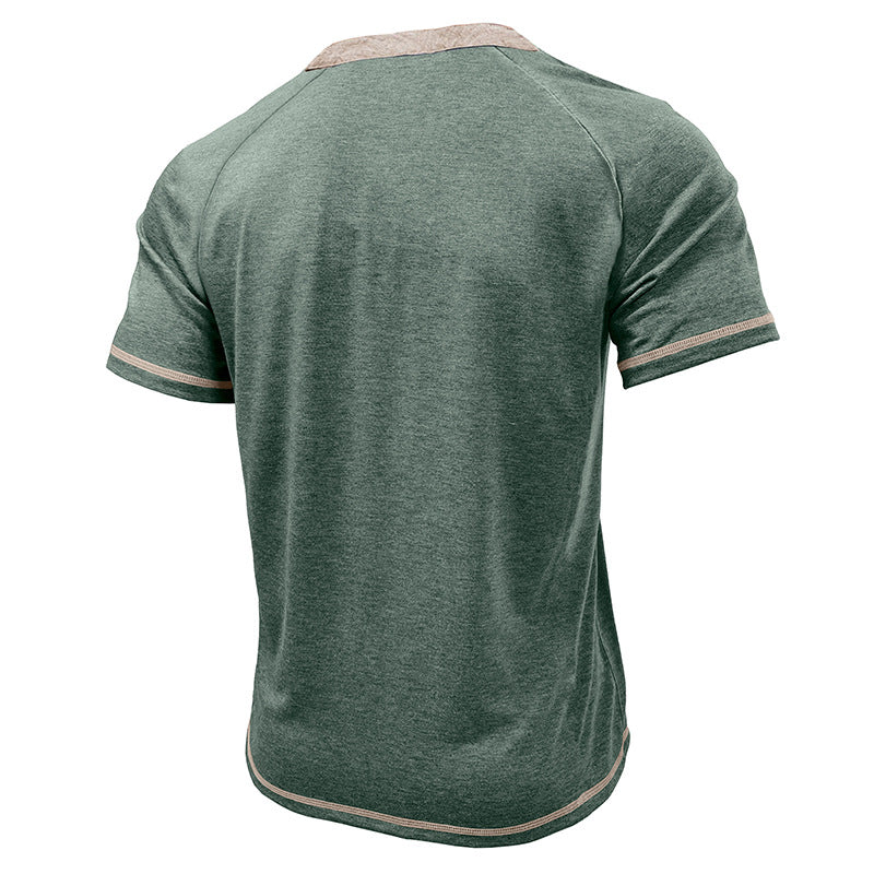 Metro Men's Short-Sleeve Button Vintage Henley Shirt
