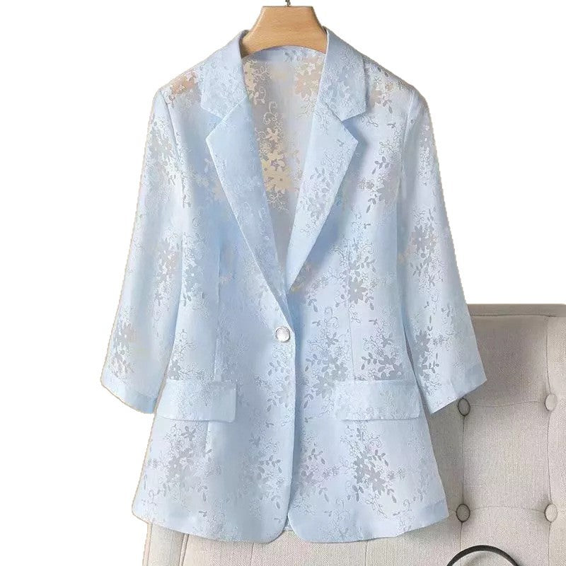Aurelia Cropped Jacquard Blazer