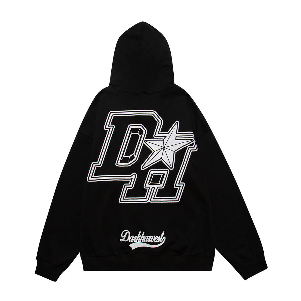 District Men's Letter-Print Hoodie with Fleece Option