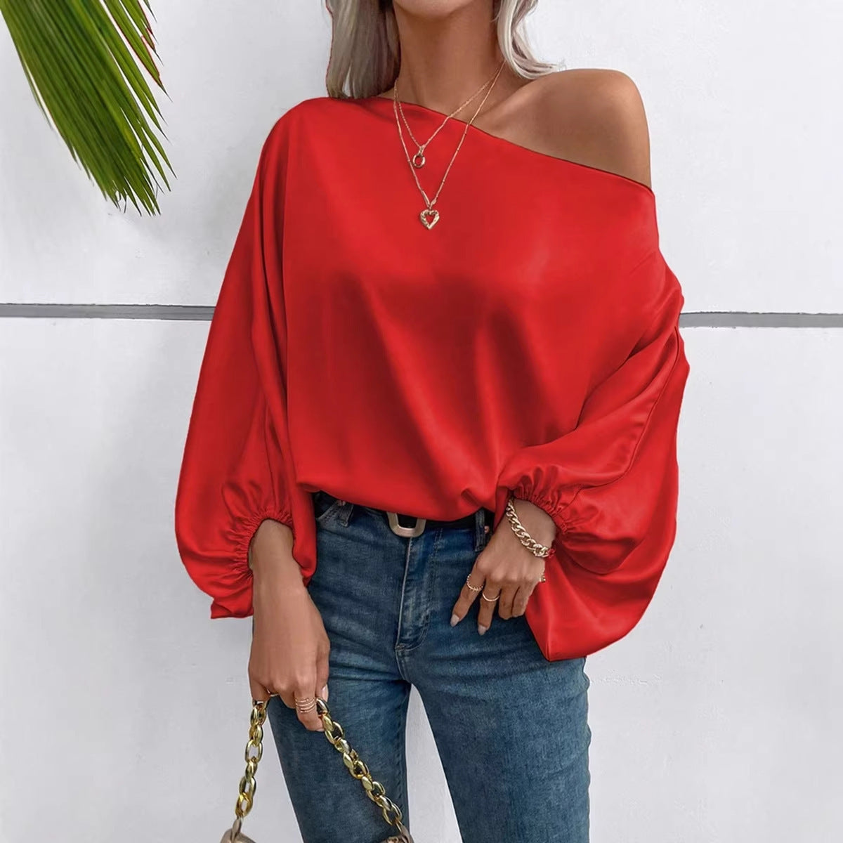 Aurelia Satin Off-Shoulder Blouse