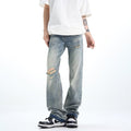 Indigo Men's Relaxed Straight Ripped Jeans