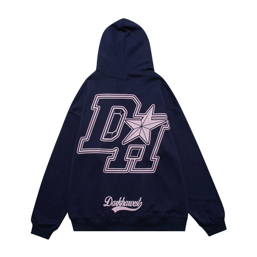District Men's Letter-Print Hoodie with Fleece Option