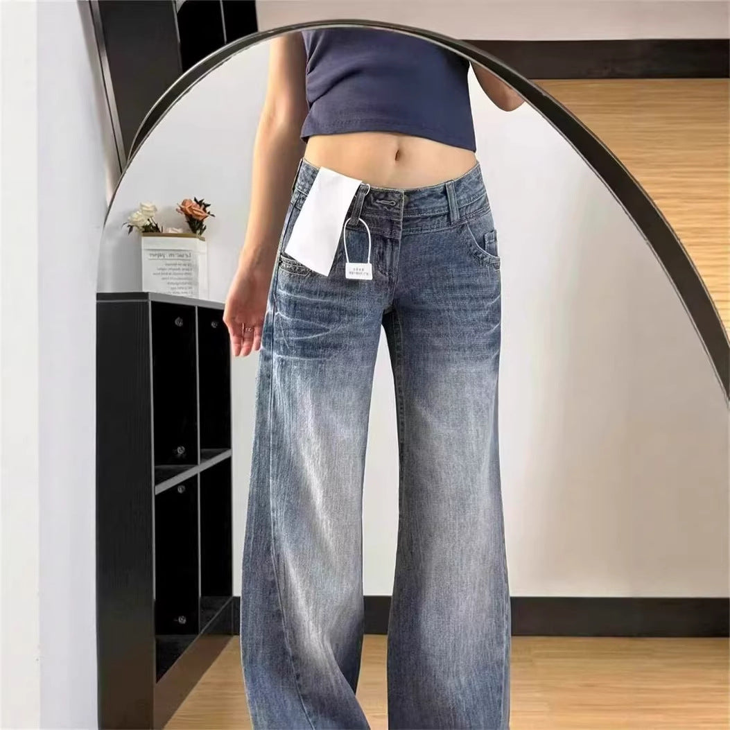 Indigo Loose Straight-Leg Jeans, view 3