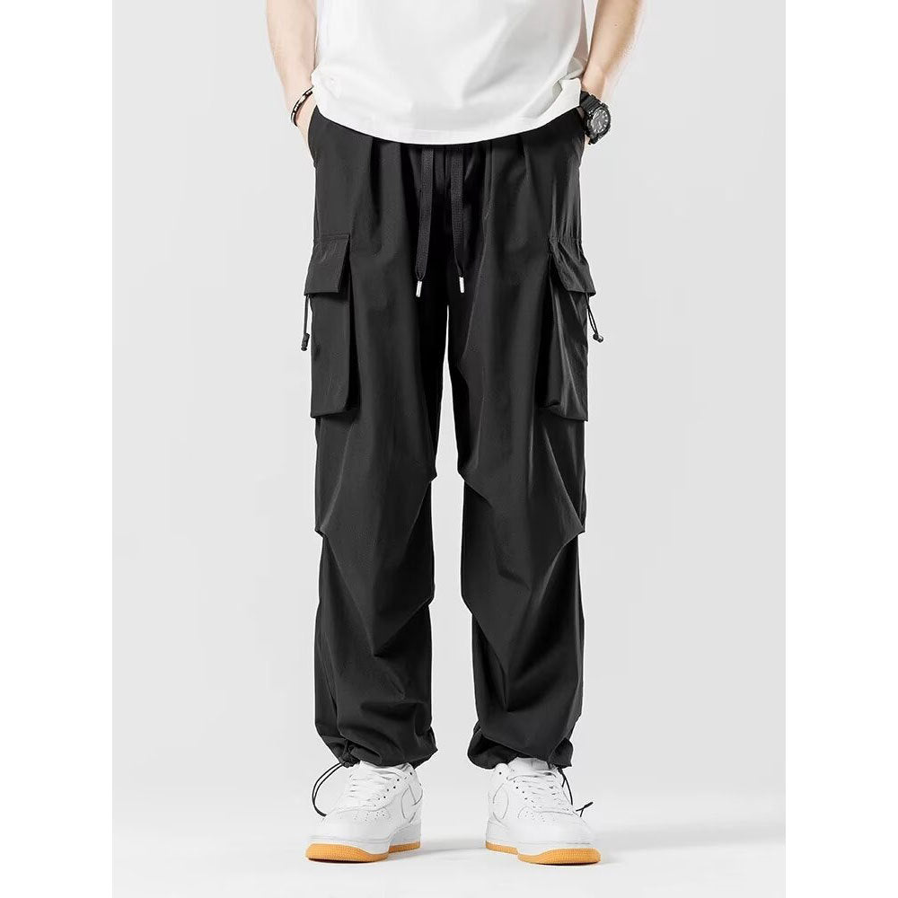 Rover Men's Relaxed Wide-Leg Straight Cargo Pants