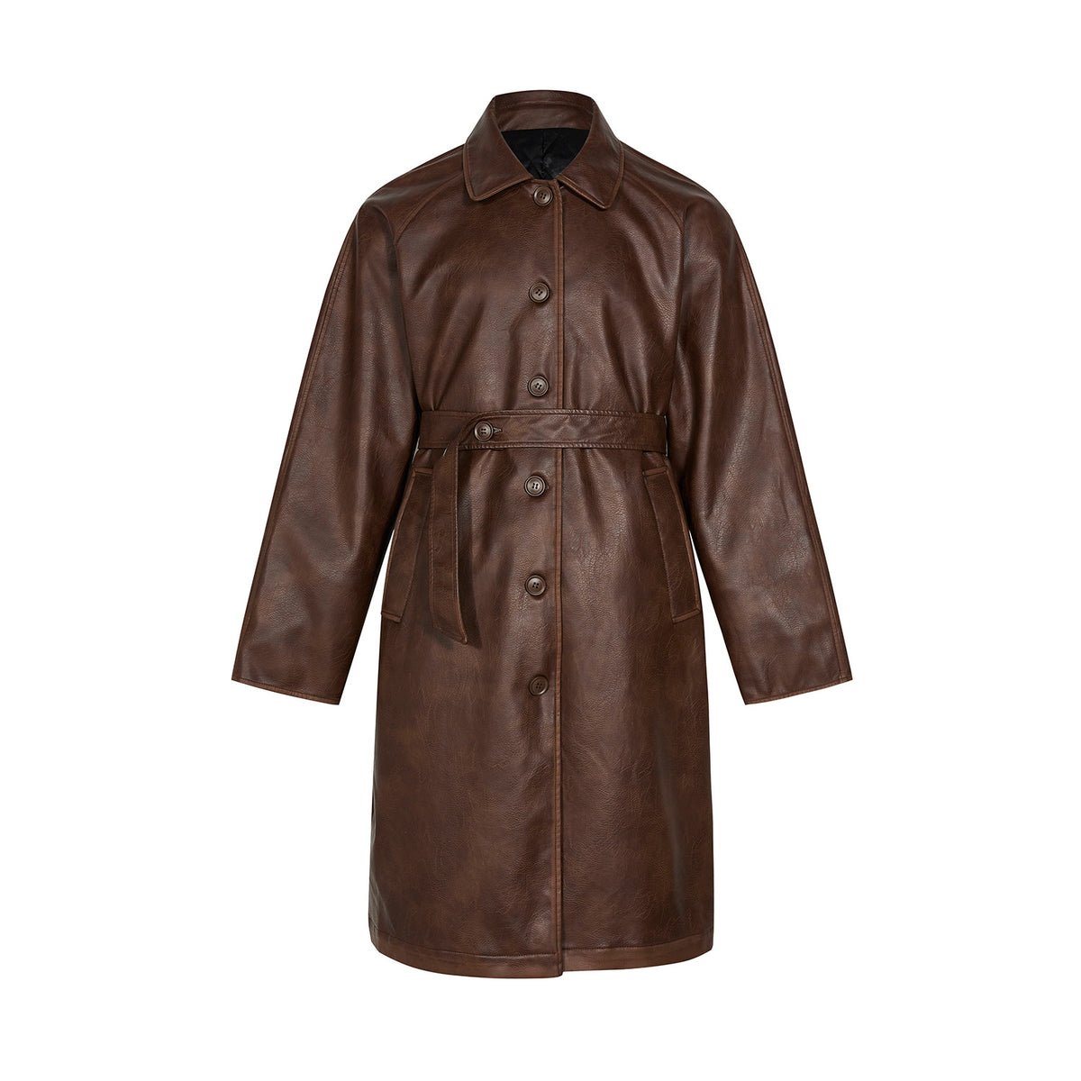 Halo Leather Mid-Length Trench Coat