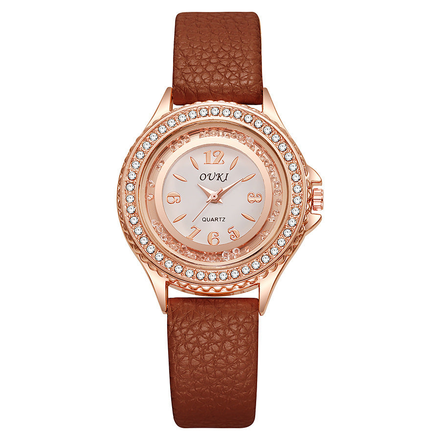 Tempo Minimalist Round Rhinestone Watch