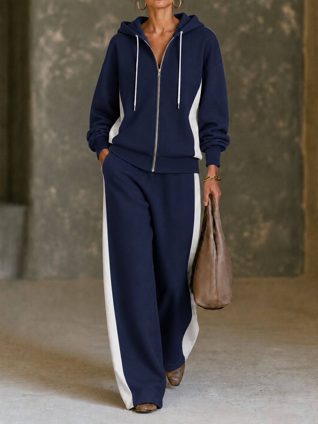 Sera Wide-Leg Zip-Up Colour-Block Tracksuit