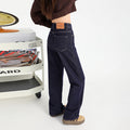 Indigo Fleece-Lined Thick Straight Jeans