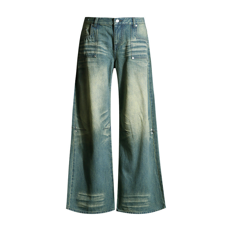 Indigo Washed Vintage Straight Jeans