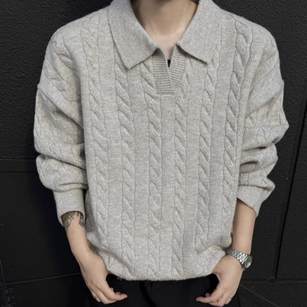 Atlas Men's Cable-Knit V-Neck Sweater