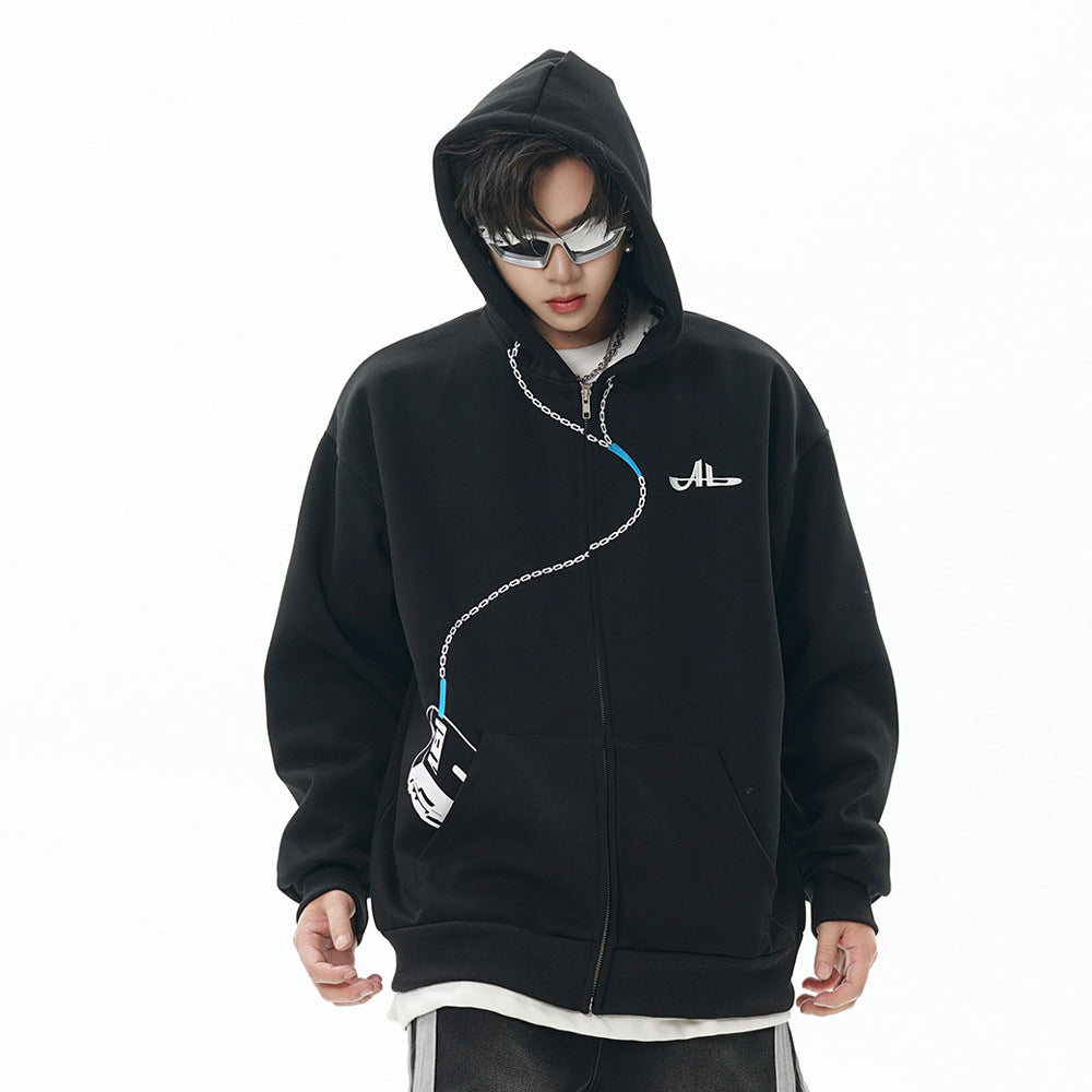 Atlas Men's Hooded Embroidered Cardigan