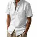 Metro Men's Short-Sleeve Solid Linen Shirt