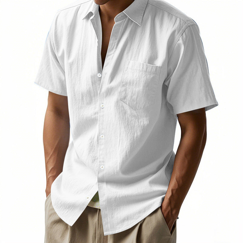 Metro Men's Short-Sleeve Solid Linen Shirt