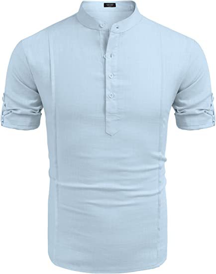 Metro Men's Linen Short-Sleeve Henley Shirt