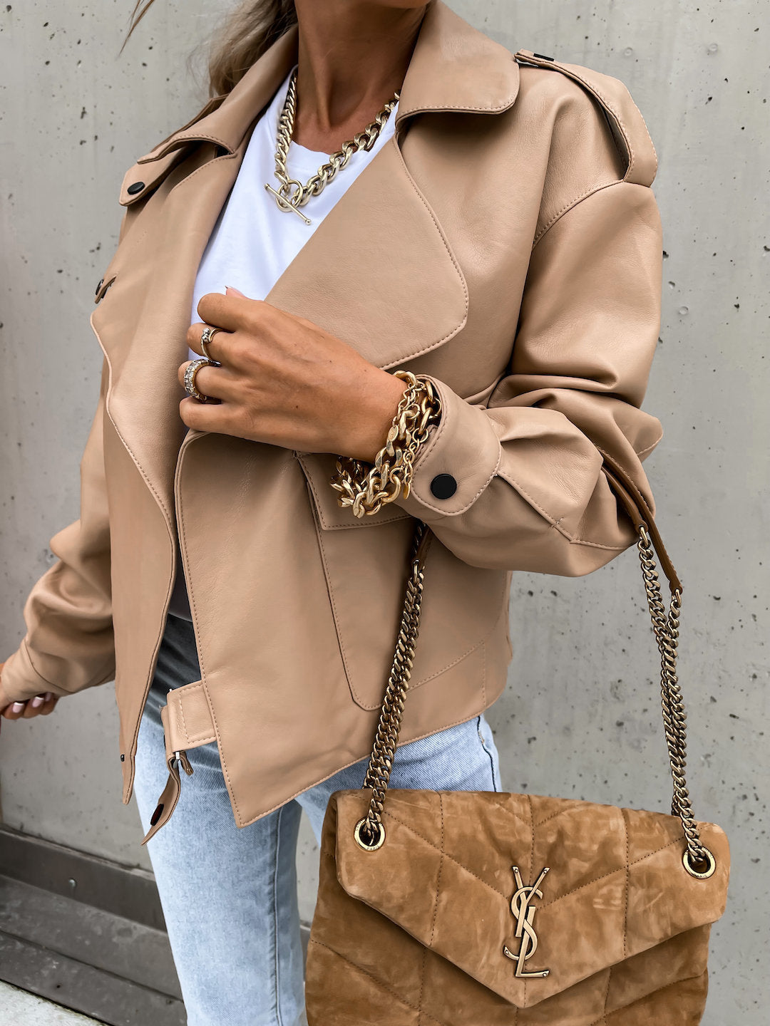Halo Faux-Leather Leather Relaxed Top