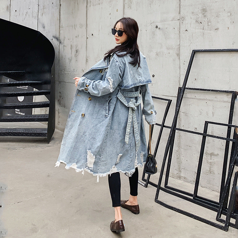 Lumen Denim Retro Trench Coat