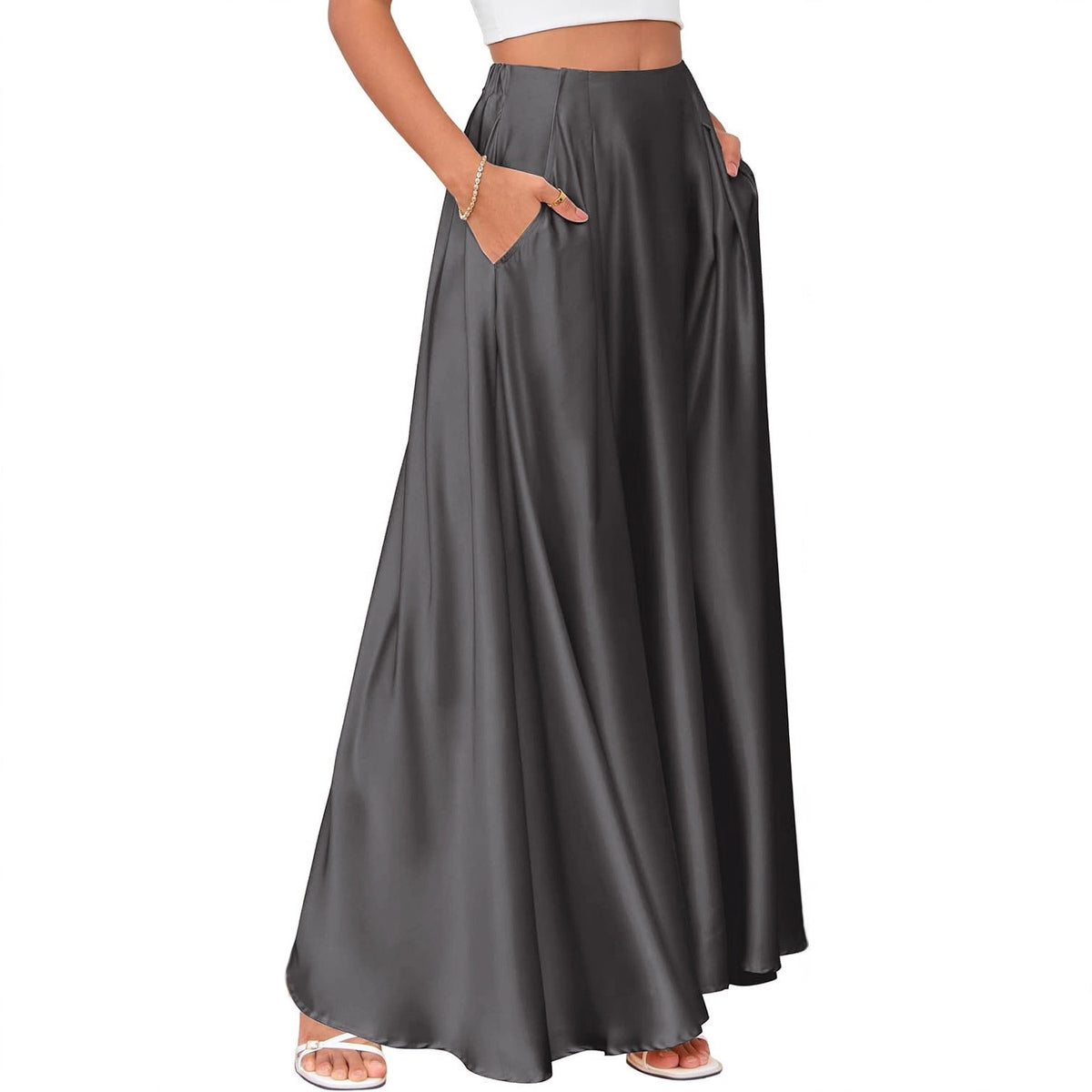 Sway Satin High-Waist Maxi Midi Skirt