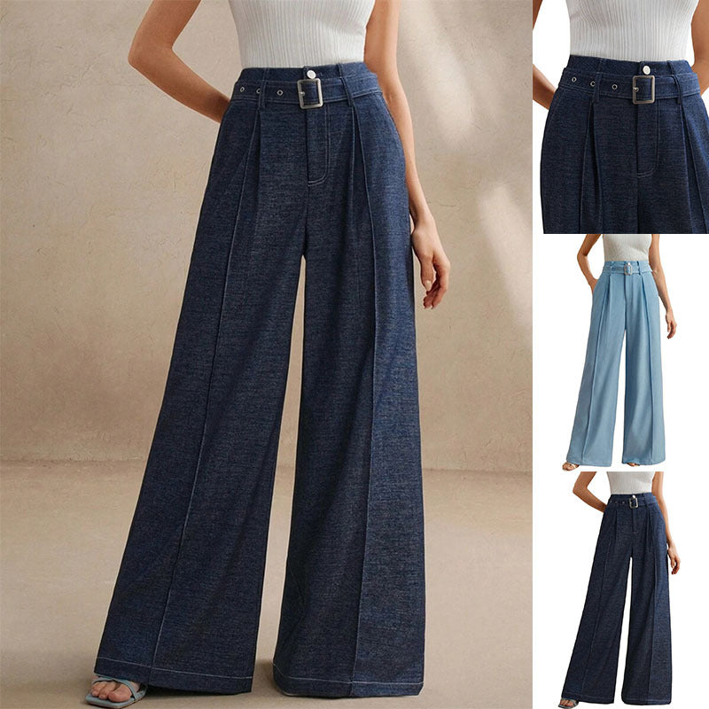 Indigo Wide-Leg High-Waist Jeans