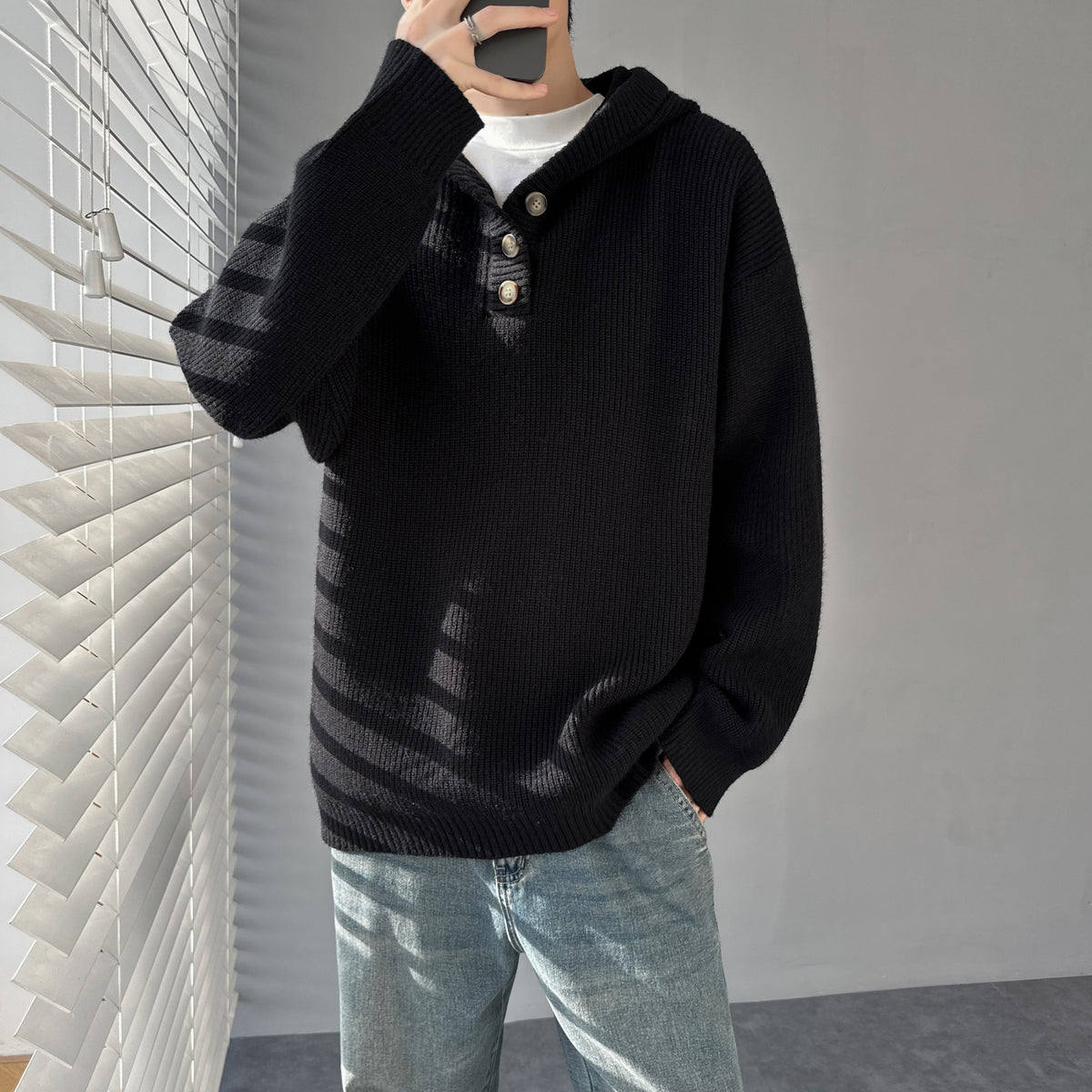 Atlas Men's Relaxed Hooded Button Sweater