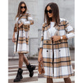 Lumen Mid-Length Plaid Printed Wool Coat